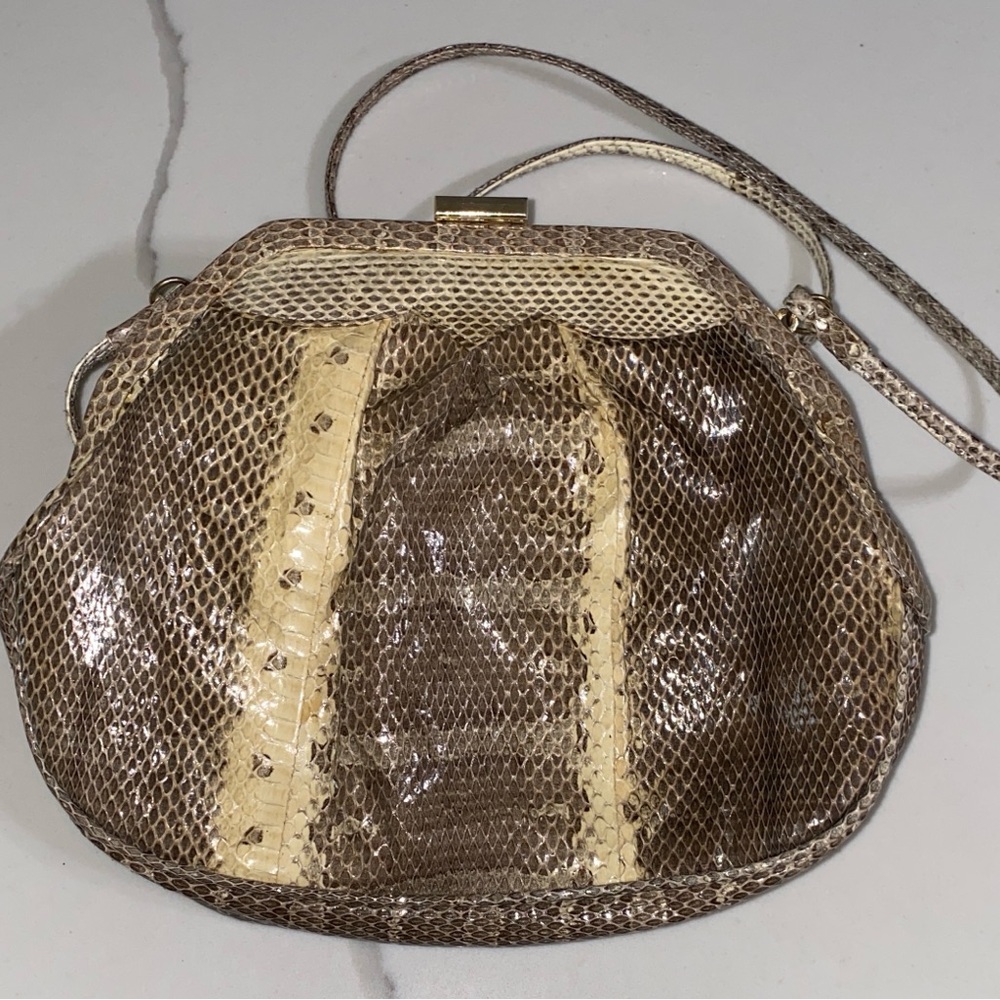 Vintage 1980’s python snakeskin clutch small shoulder bag